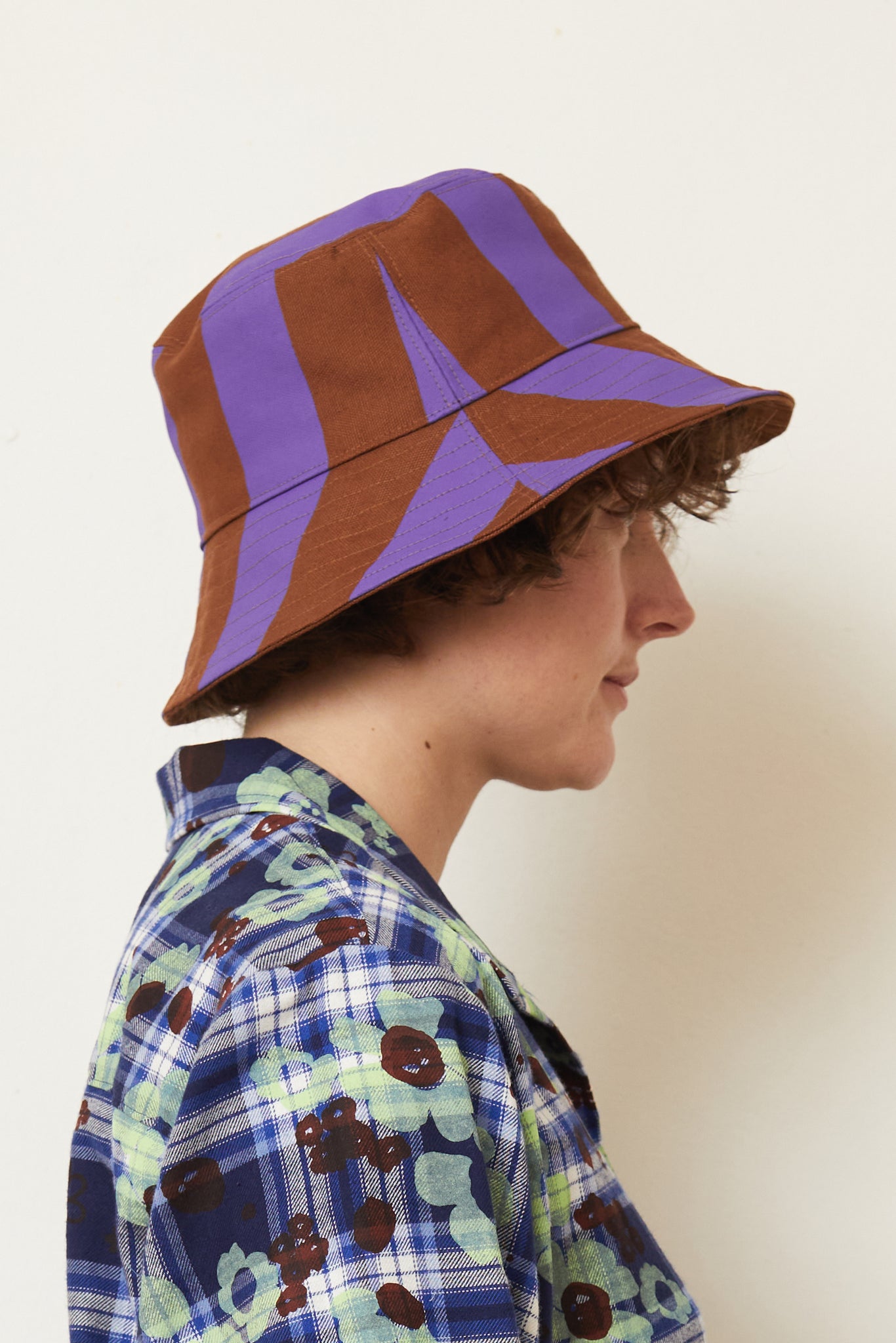 Stripe Brown Bucket Hat